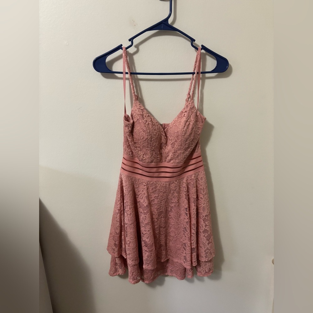 Pink Lace Sleeveless Dress
